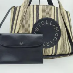 極美品 ステラマッカートニー サークルロゴ ラージ トートバッグ ラフィア 現行