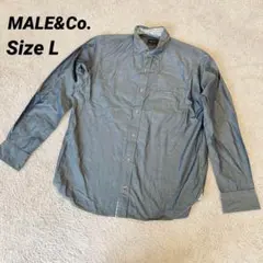 【美品】male&co メンズコットンシャツ　L 長袖　花柄　ブルー　おしゃれのサムネイル