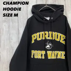 CHAMPIONチャンピオン　カレッジプリントスエットパーカー　M黒アメリカ古着