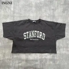 イング【M】半袖Tシャツ クロップド丈 STANFORDプリント カレッジロゴ