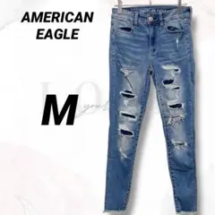 アメリカンイーグル　スキニー　ダメージジーンズ　２　美品　青　デニム　着回し