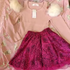 未使用美品タグ付きピンクファー付きオフショルダートップスリブニットy2k姫ギャル