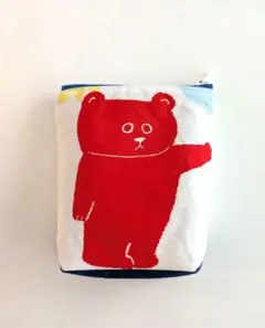 ハンドメイド★マチ付きマルチポーチ★赤いくまちゃん柄