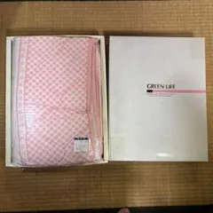 【未使用・箱付】綿毛布 シングル140×200 綿100% ピンク チェック柄