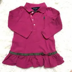 ラルフローレン キッズ ワンピース 90 2T ピンク 長袖 フリル 女の子