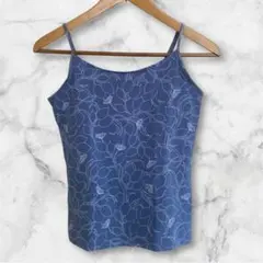 GAPギャップ レディースキャミソール S ブルー系 花柄 総柄 ストレッチ素材