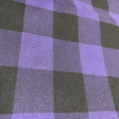 紫と黒のチェック柄生地 約109cm幅×109cm