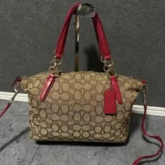 COACH コーチ ショルダー　2way ハンドバッグ シグネチャー　赤