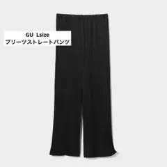 GU プリーツストレートパンツ ブラック L