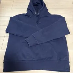 ネイビーフードパーカー ルーズフィット　L