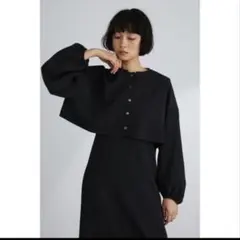 STYLE MIXER ボレロ付きノースリーブワンピース ブラックのサムネイル