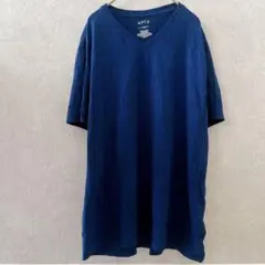 アプトナイン Ｖネック Ｔシャツ 無地 半袖 ストレッチ L 紺 コットン綿
