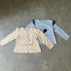 フリル付き長袖カットソー 120cm ベージュ