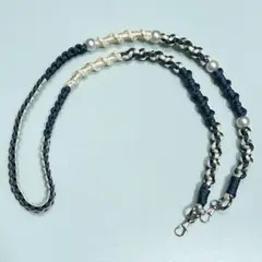 パラコード　スマホショルダーストラップ【アイボリー×マリンブルー】（120cm）