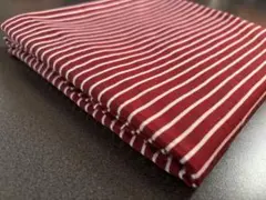 深紅/赤白 ボーダーニット生地 巾175cm × 縦55cm〜87cm ハギレ