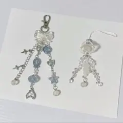 【2点セット】 ビーズキーホルダー クラゲ マーメイド 海モチーフ