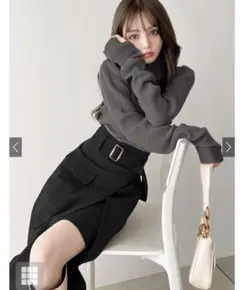 サムホール付きロングスリーブニットトップス[k9206d] チャコール　M