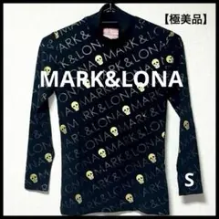 【極美品】MARK&LONA 長袖モックネックTシャツ スカル ロゴ 黒×金 S