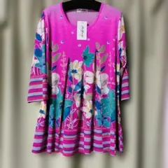 Polpoa 花柄ピンクトップス M-L　タグ付き チュニック