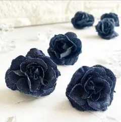 【小分けパーツ】ロケラニミディアム/3個SET/デニム素材 クラフトパーツ