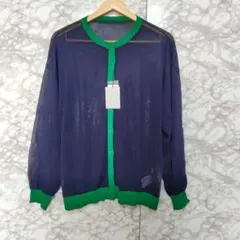 アンティカ antiqua ロングカーディガン 透け感 羽織 バイカラー 長袖