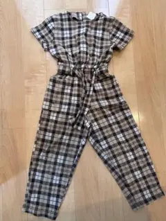 サロペット　半袖　チェック　キッズ