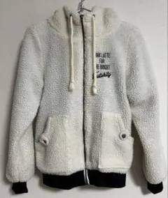 ピンクラテ　フリースジャケット ホワイト Sサイズ160cm