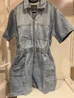 ジーンズ 半袖短パン オールインワン つなぎ