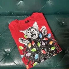 古着 猫 クリスマスライト トレーナー