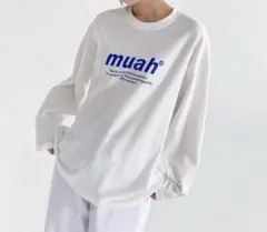 muah 長袖Tシャツ ホワイト　A'GEM/9 × .kom