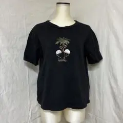 ヤマダヤ GRAND TABLE 刺繍 スパンコール フラミンゴ Tシャツ 黒のサムネイル