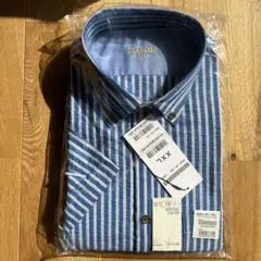 ドゥクラッセ ボタンダウンシャツ XXL 青系ストライプ