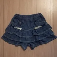 anyFAM　女の子　デニム調カットソーフリルキュロット　130㎝