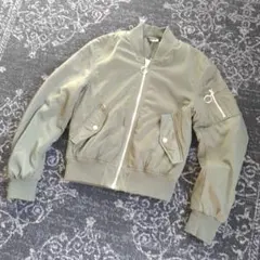 MA-1スタイルジャケット US 2 オリーブ　カーキ　クロップド