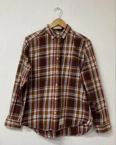 H34 チャオパニック メンズチェック柄シャツ L ブラウン