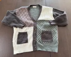 r.p.s パッチワーク　ケーブルニット カーディガン