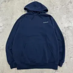 カーハート　ワンポイント　刺繍　ロゴ　トップス　長袖パーカー　古着　ネイビー　M