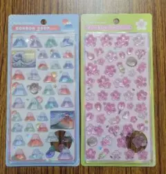 【新品未開封】ボンボンドロップシール 和柄 富士山 桜 2枚セット