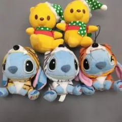ディズニーくまのプーさん・スティッチキャラクターぬいぐるみ5体セット