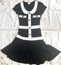 フランス製　ワンピース　ブラック＆ホワイト　約38サイズ・Mサイズ