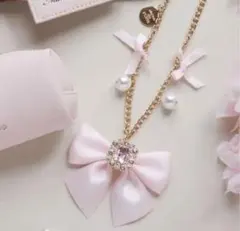 Maison de FLEUR ビジューリボンパールバッグチャーム　ライトピンク