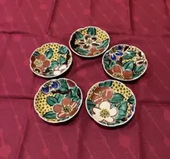 九谷焼　椿柄　小皿　5枚