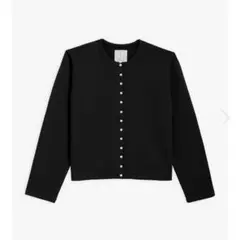 希少✨極美品✨agnes b. アニエスベー レザーカーディガンプレッション 黒 ラムスキン レザー 長袖 カーディガンプレッション ｜agnès b. FEMME