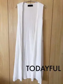 todayful トゥデイフル ニットロングジレ 36 オフホワイト