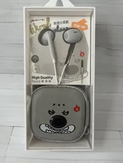 【新品・未使用】キャラクターケース付き 有線インナーイヤー型イヤホン（グレー）のサムネイル