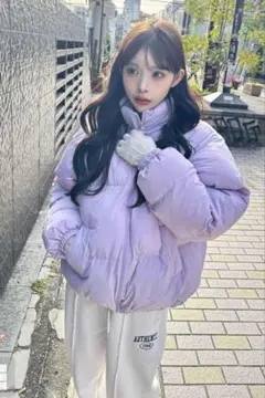 GRL スタンドカラーショート丈ダウンジャケット パープル dk1342