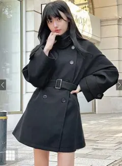 GRL fo1762 ベルト付きマルチwayフェイクウールコート ブラック