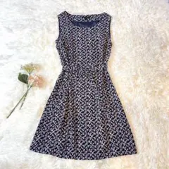 A220◾︎ ローラアシュレイ 花柄ワンピース ノースリーブ ウエストリボン L