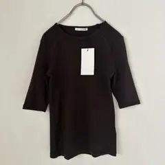 新品未使用［ZARA］ダークブラウン リブカットソー M