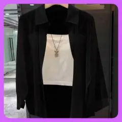 レディース 長袖 シャツ ブラウス チュニックシャツ 黒